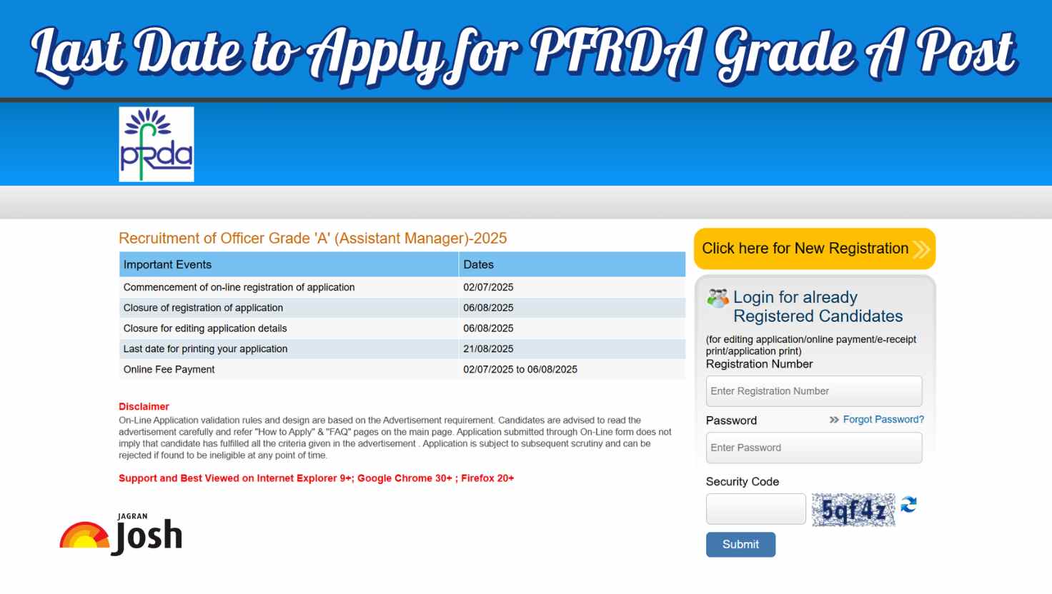 PFRDA Recruitment 2025 Apply Online Last Date Today, Register Now for 40 Grade A Vacancies - More Details Here