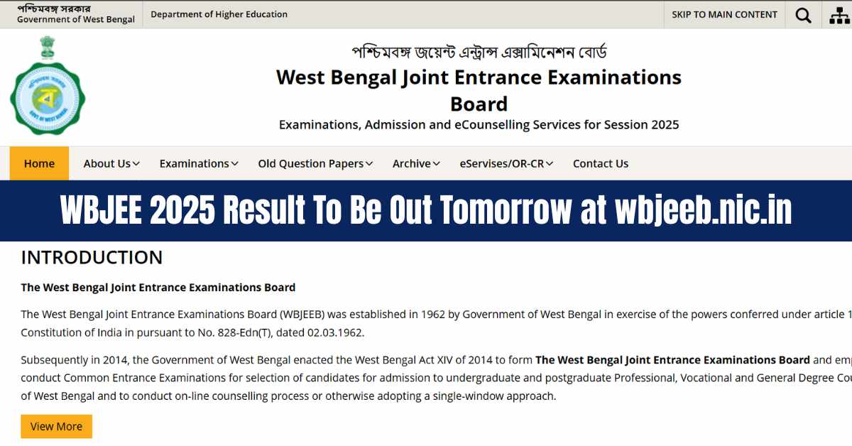 WBJEE 2025 Result To Be Out Tomorrow at wbjeeb.nic.in; Check Steps to ...