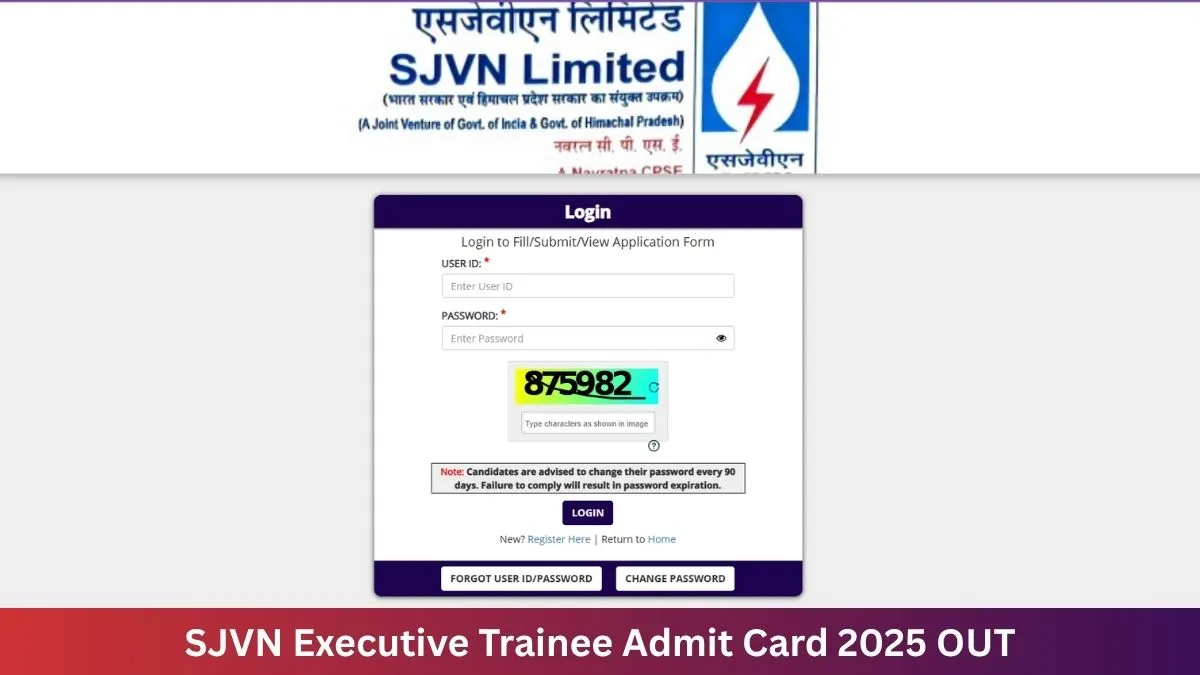 SJVN Admit Card 2025 OUT