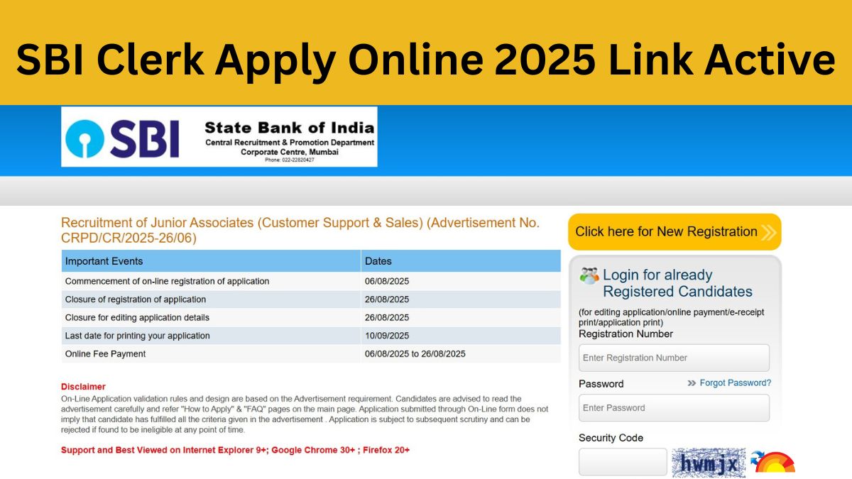 SBI Clerk Apply Online 2025 Begins for 6589 Vacancies - Check Last Date, Qualification and More
