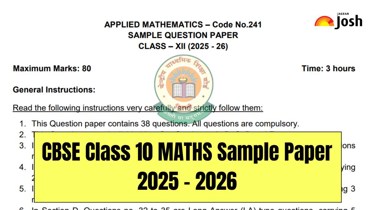 CBSE Class 12 Applied Maths Sample Paper 2025-26, Download Model Paper PDF FREE