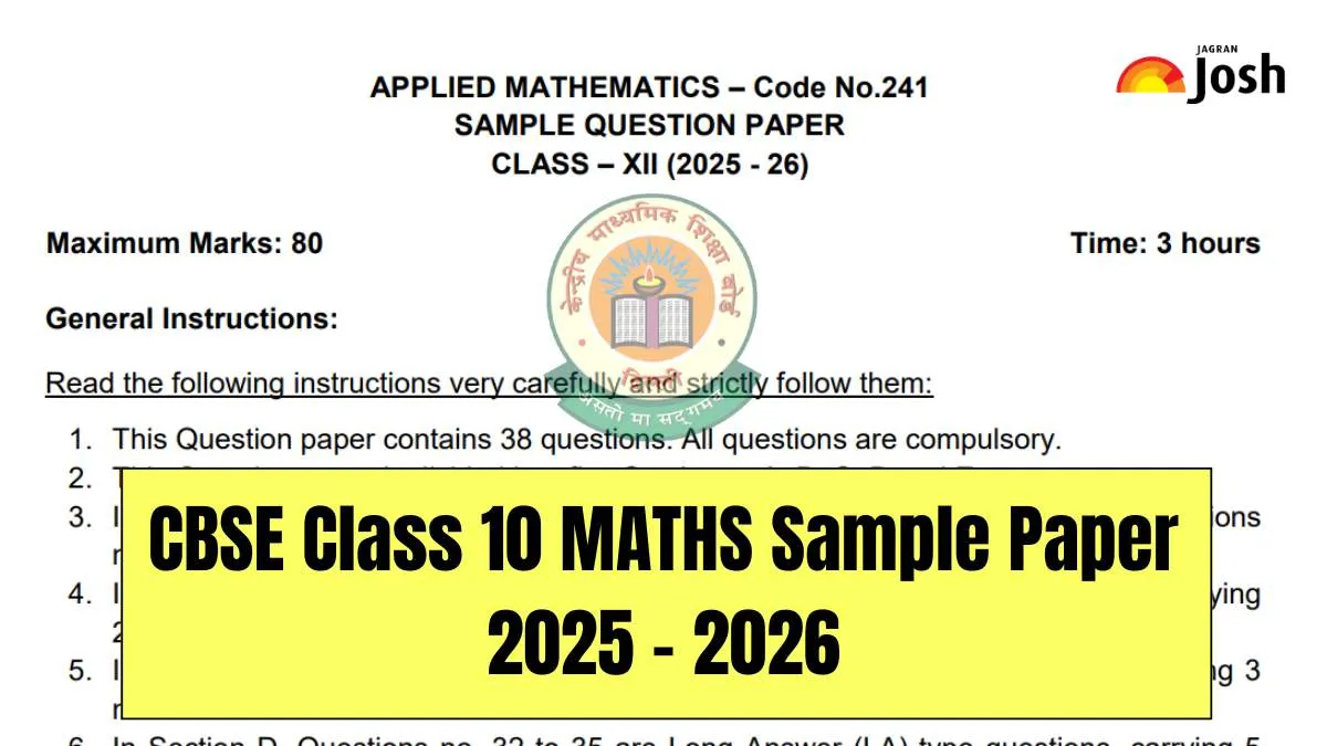 Get here CBSE Class 12 Applied Maths Sample Paper 2025 - 2026