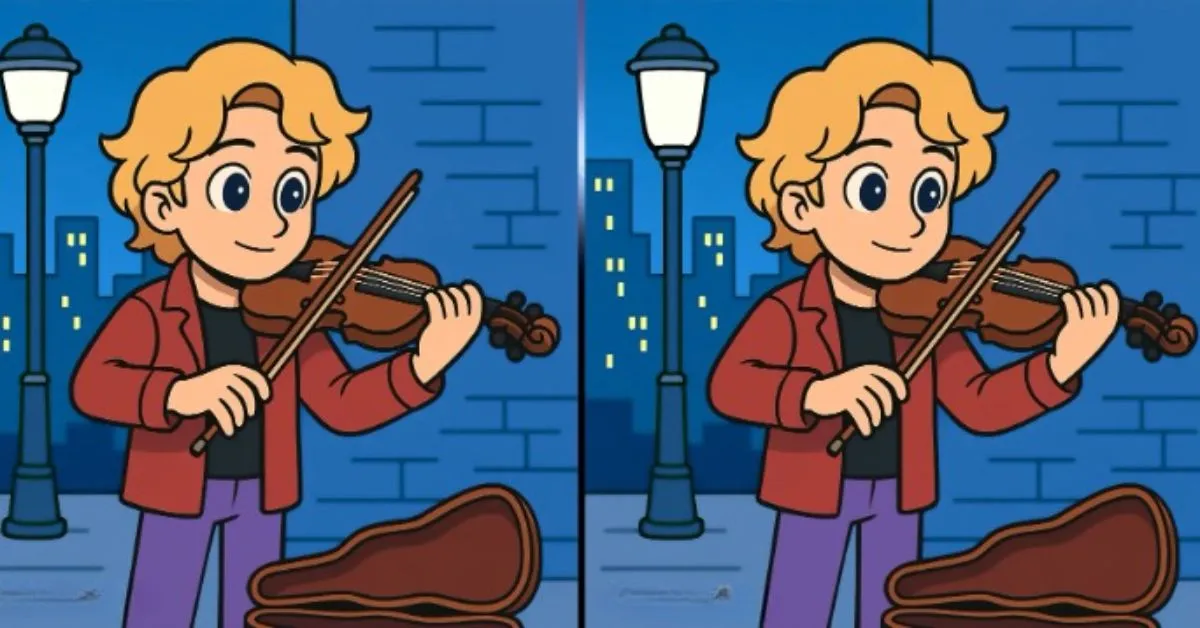 Spot 3 Differences in Man Playing A Violin