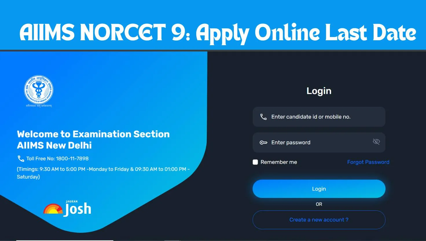 AIIMS NORCET 9 Apply Online Last Date Today