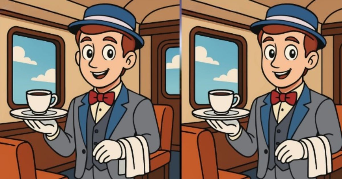 Spot the 3 Differences in Butler Serving Tea Beat the 23-Second Challenge!