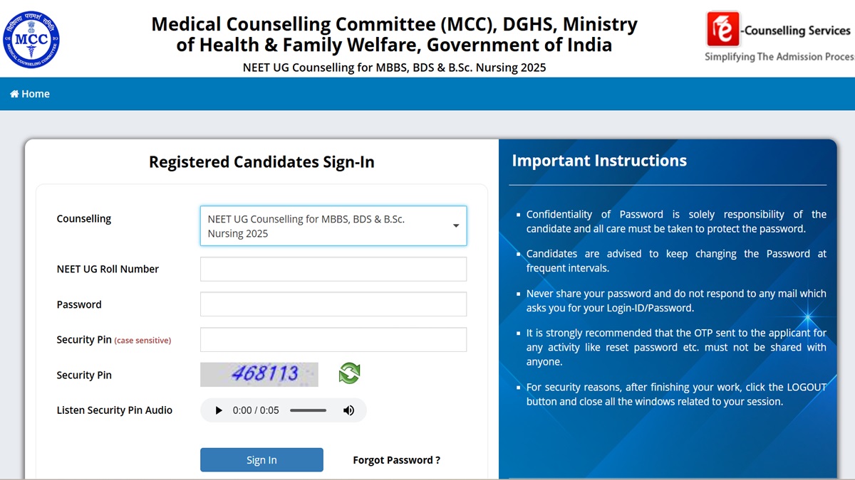 NEET UG Counselling 2025 Round 1 Seat Allotment Result Today, Download allotment Letter at mcc.nic.in
