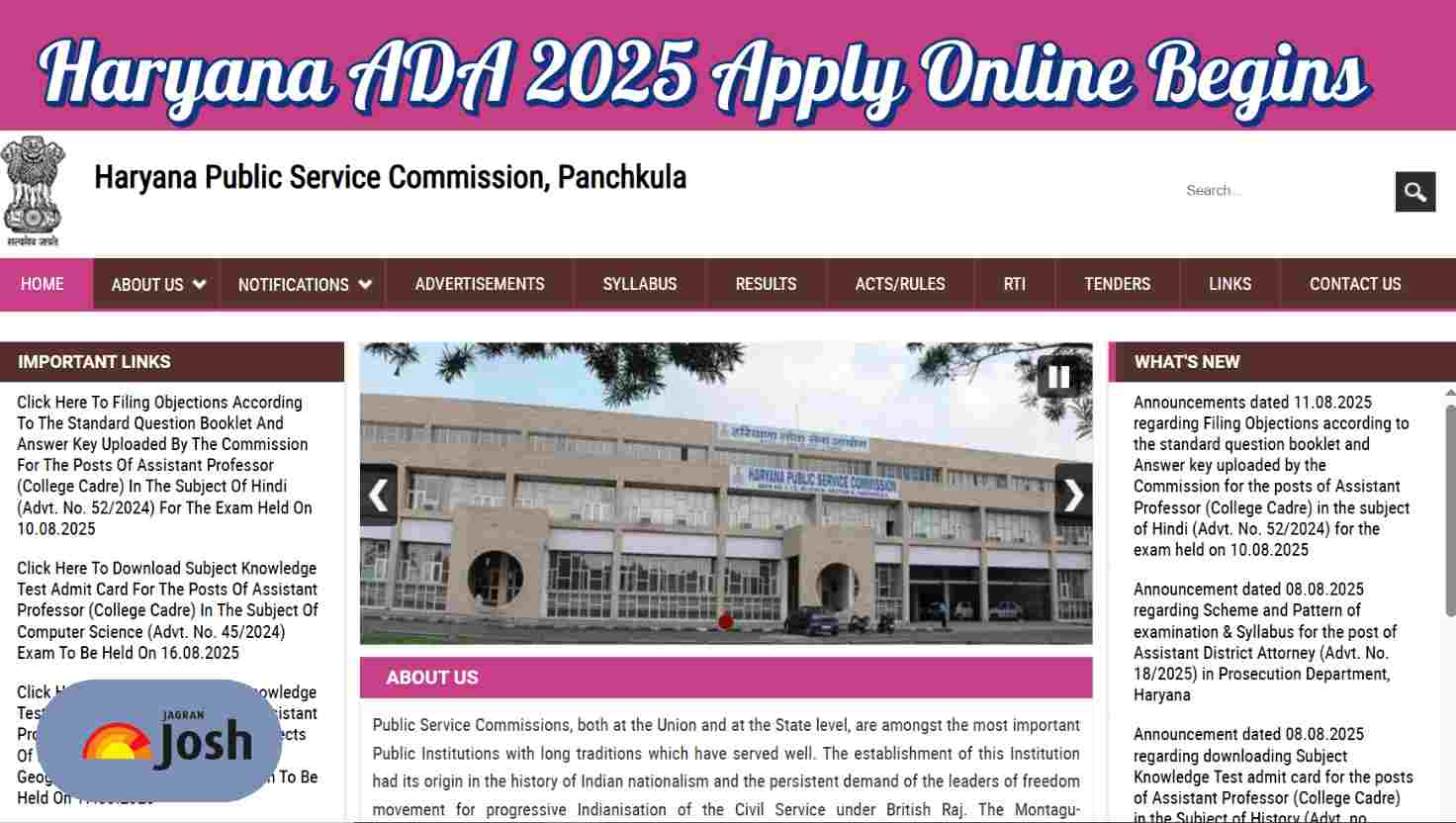 Haryana ADA Apply Online 2025 Begins at hpsc.gov.in for 255 vacancies, Check Eligibility, Post Details and More