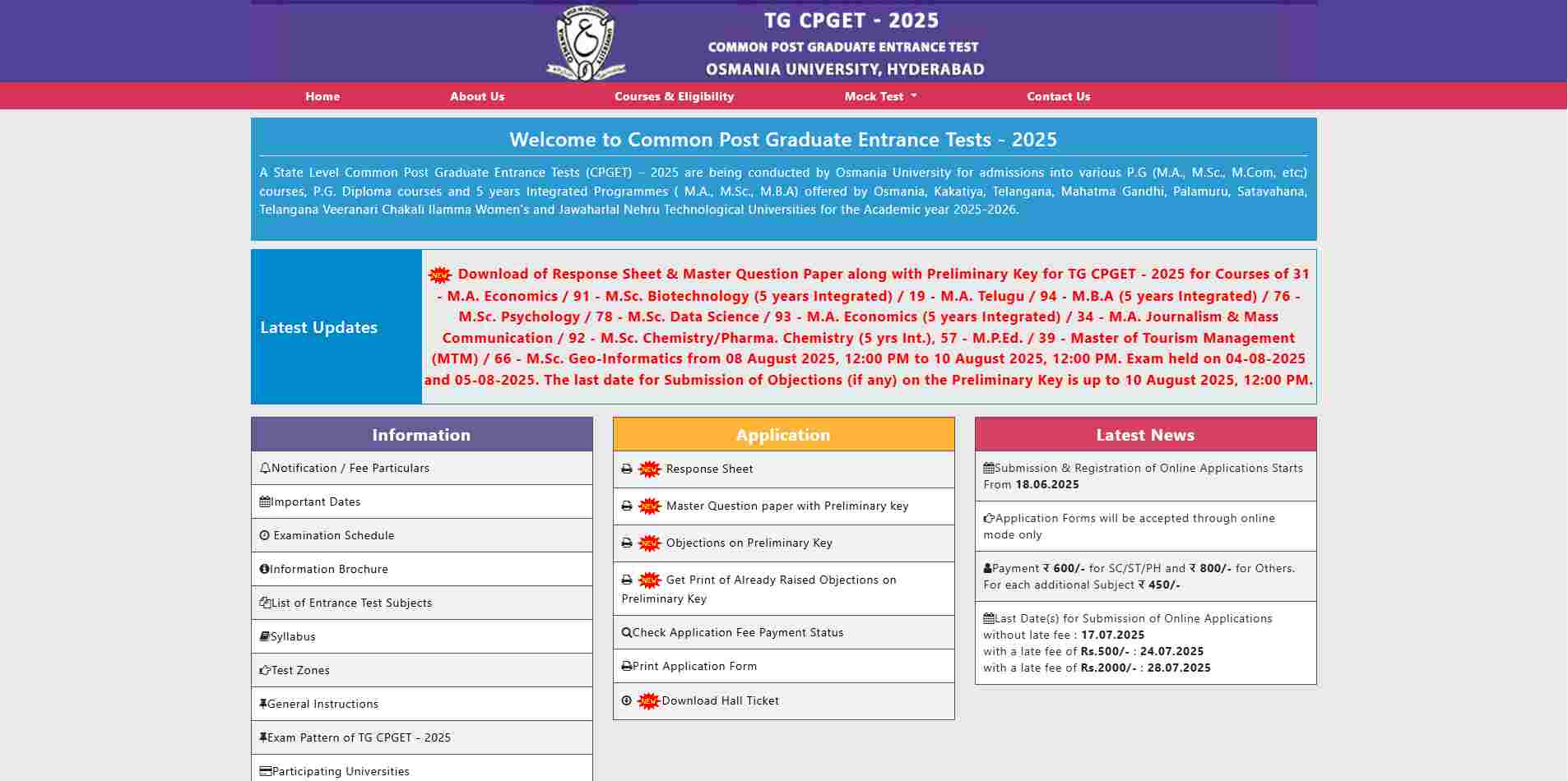 TG CPGET Final Answer Key 2025