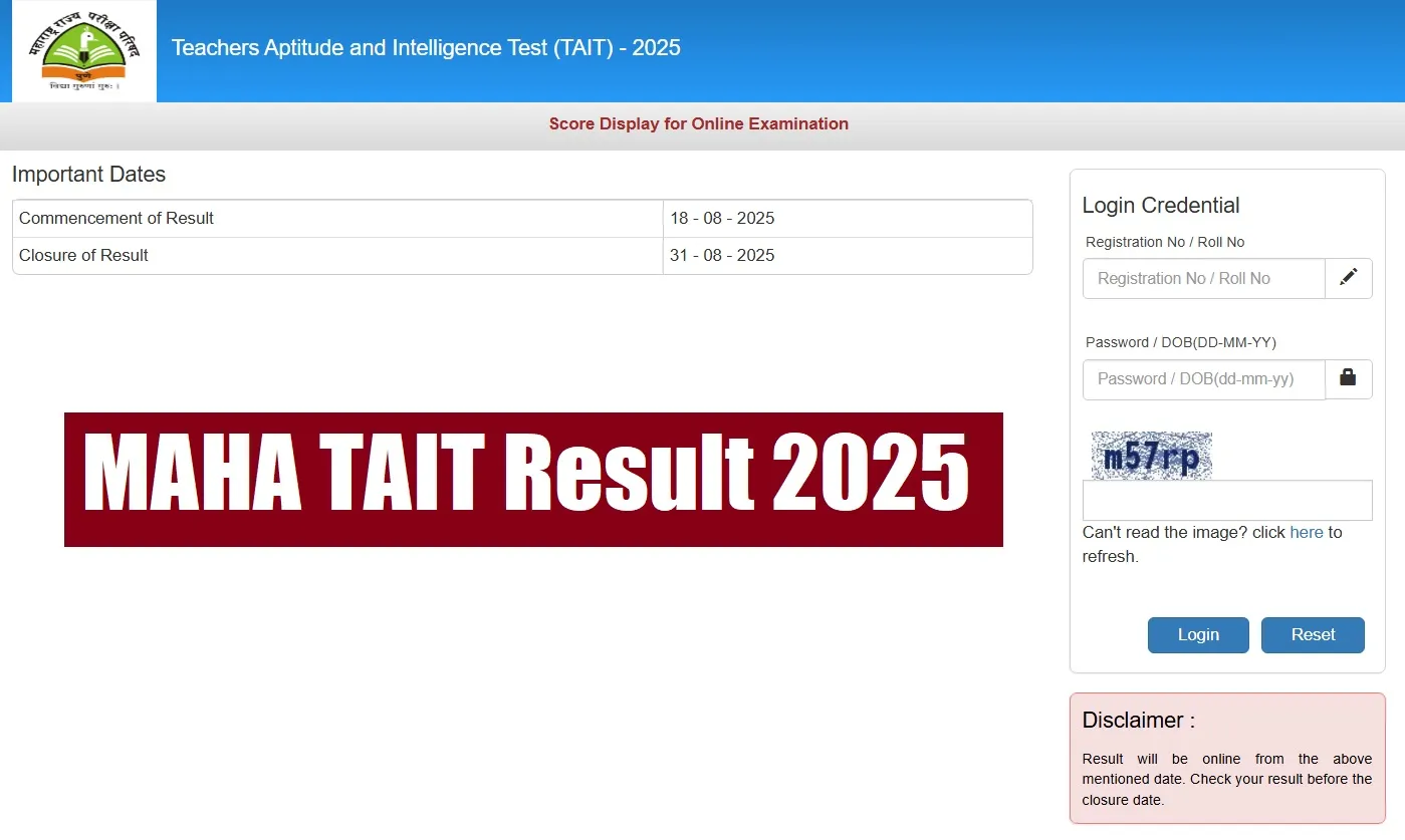 Get all details for MAHA TAIT Result 2025 here