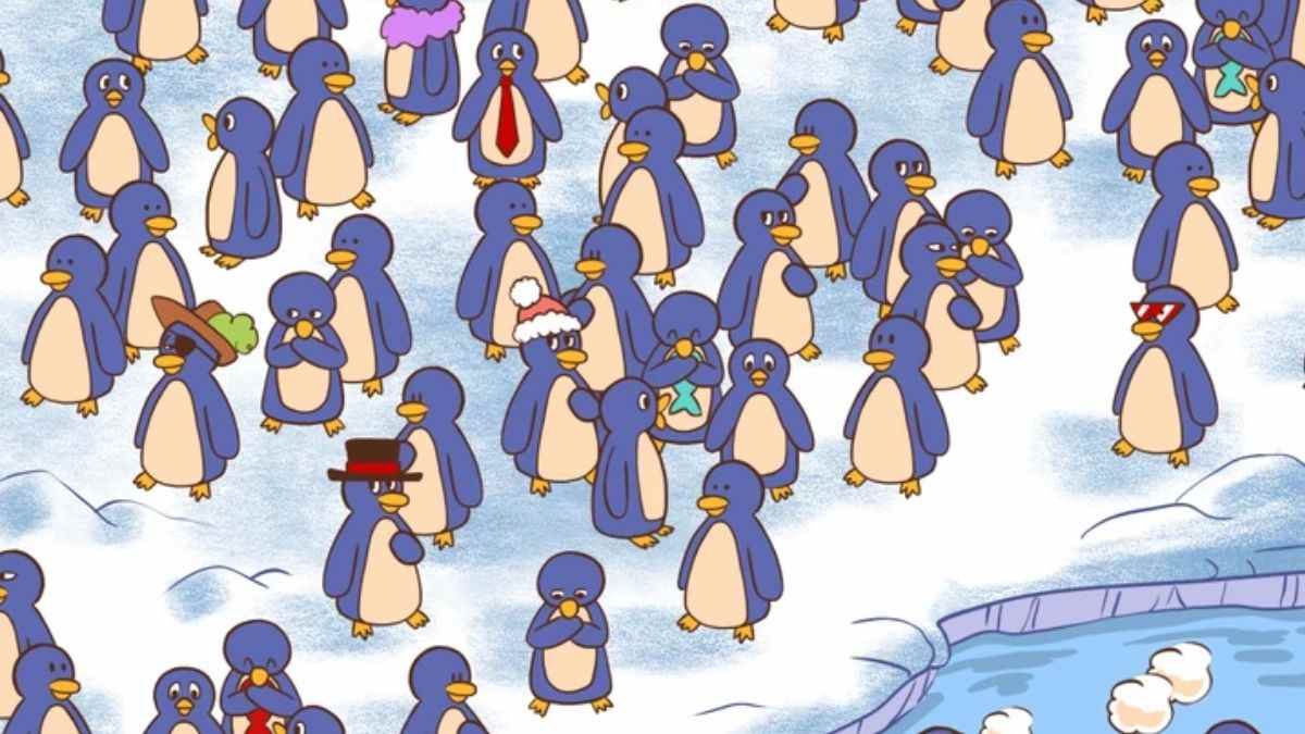 Tricky Picture Puzzle: Can You Spot The Penguin With A Cup Of Hot Chocolate In 8 Seconds?