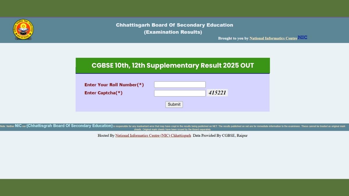 CGBSE Supplementary Result 2025 OUT: छत्तीसगढ़ बोर्ड 10वीं, 12वीं सप्लीमेंट्री रिजल्ट cgbse.nic.in पर जारी, ये रहा Direct Link