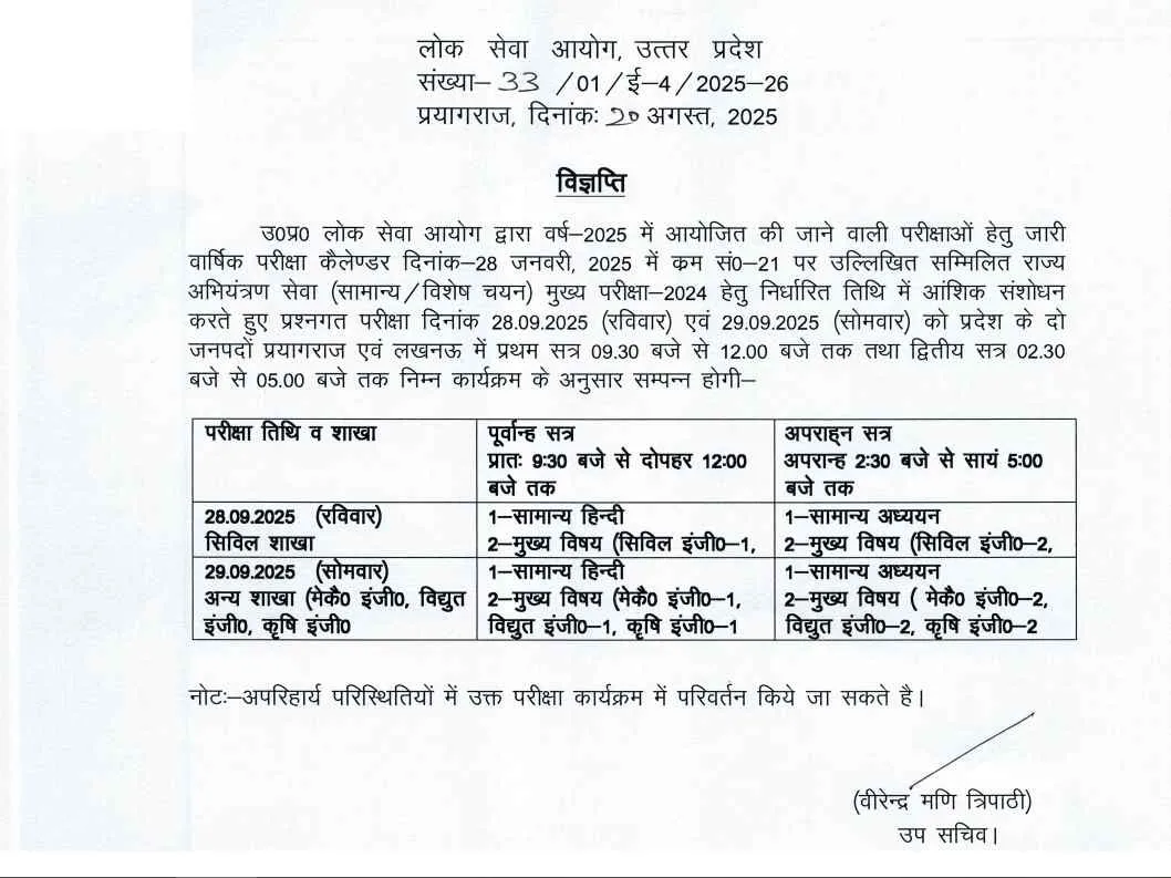 UPPSC CES Mains Exam 2025
