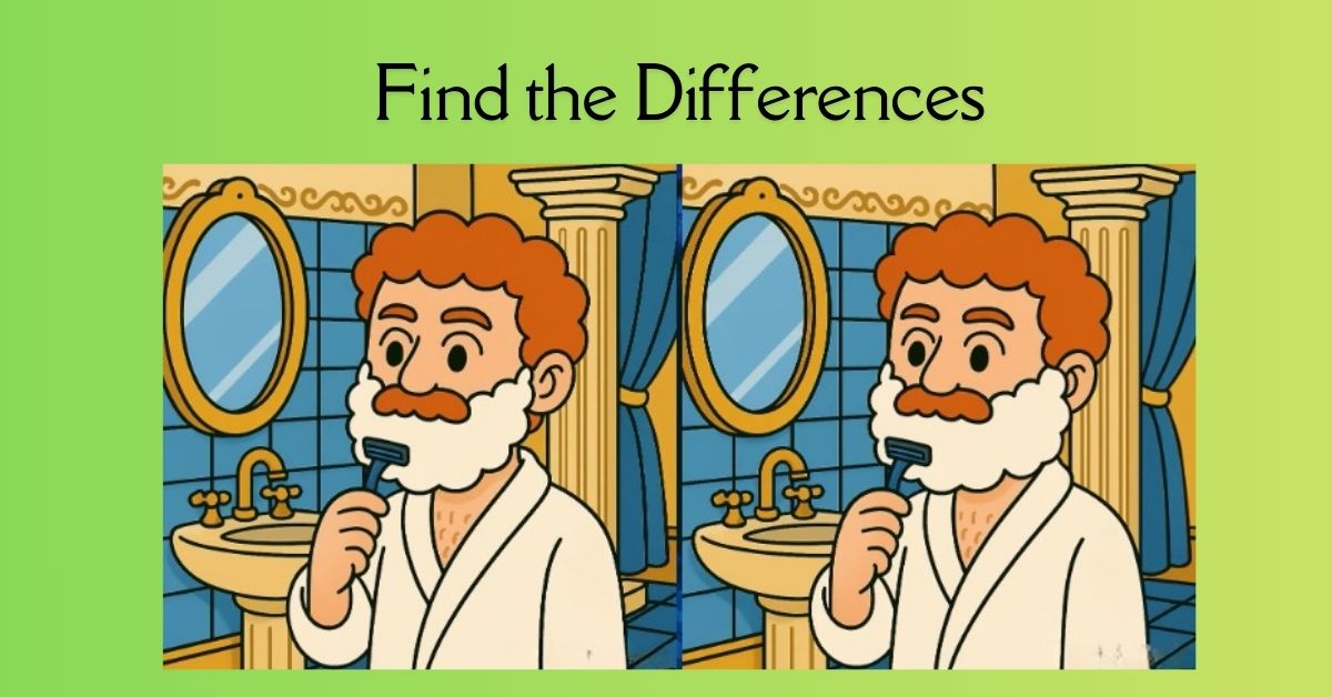 Spot the 3 Differences in Man Shaving His Beard Beat the 49-Second Challenge!