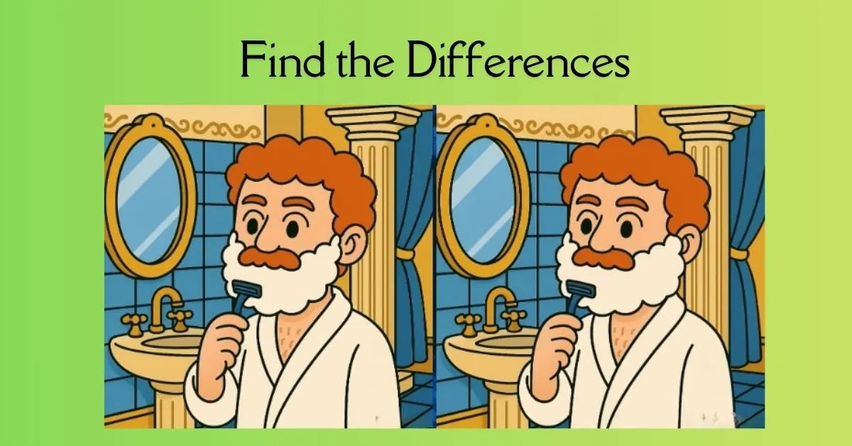 Spot 3 Differences in Man Shaving His Beard