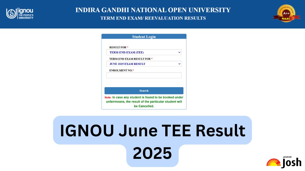 IGNOU June TEE Result 2025 OUT at ignou.ac.in; Download Term End Exam Marksheet PDF
