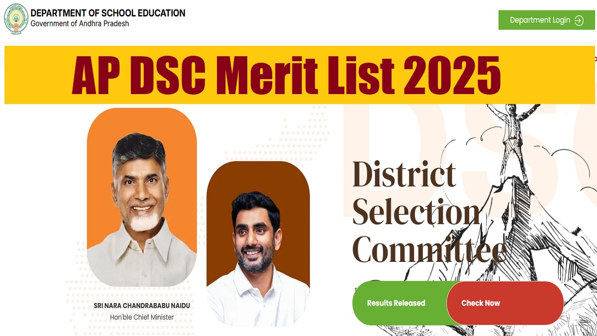 AP DSC Merit List 2025 Releasing Today at apdsc.apcfss.in, Download District Wise Merit List PDF - Link Here
