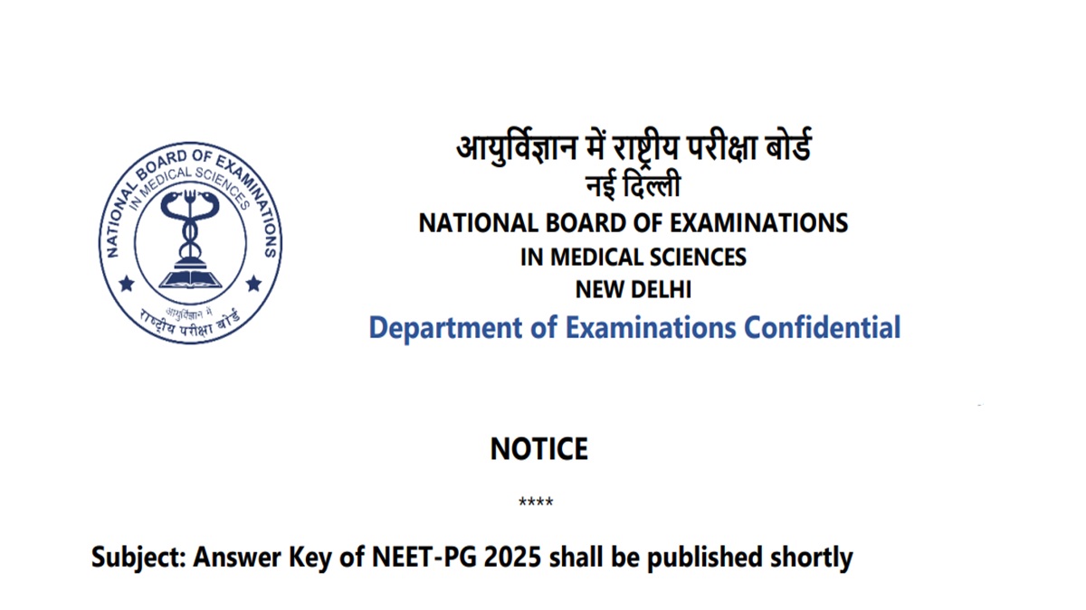 NEET PG 2025 Answer Key, Response Sheets Soon at natboard.edu.in, Check Details Here