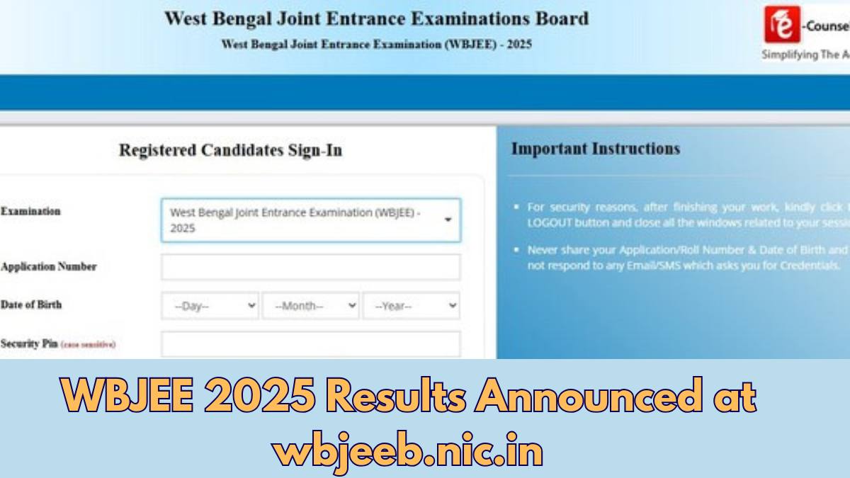 WBJEE Result 2025: After SC Verdict Final Result Released at wbjee.nic.in; Download Rank Card Now