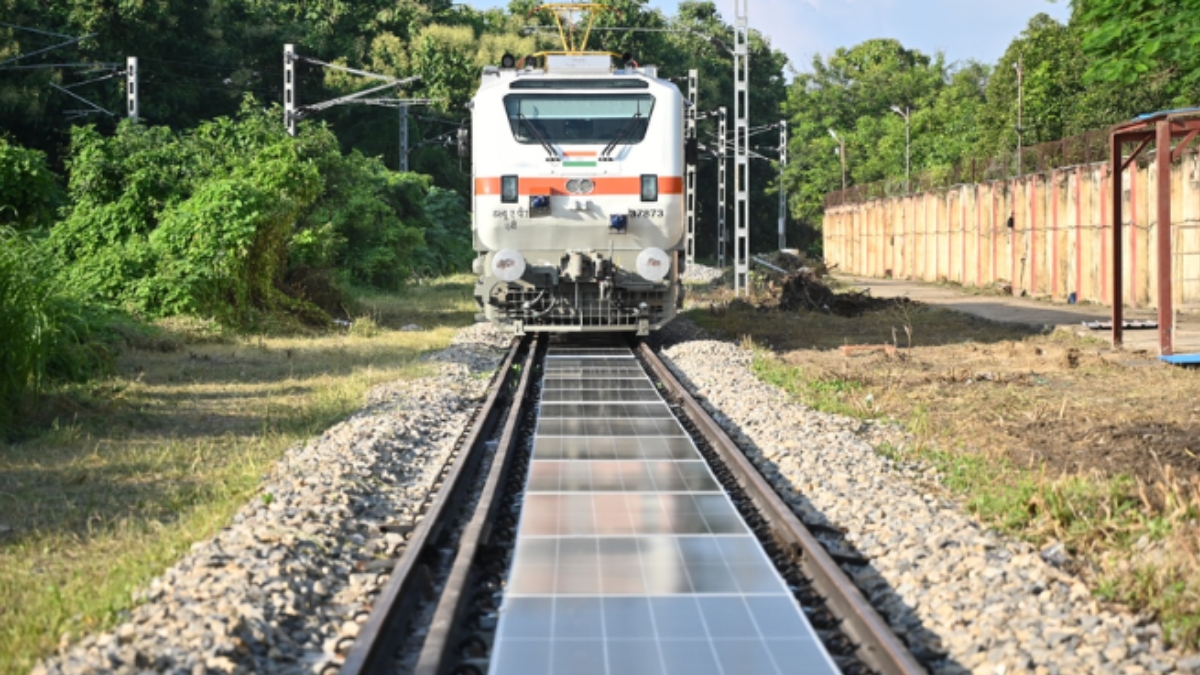 Which is the First City in India to Install Removable Solar Panels Between Railway Tracks?