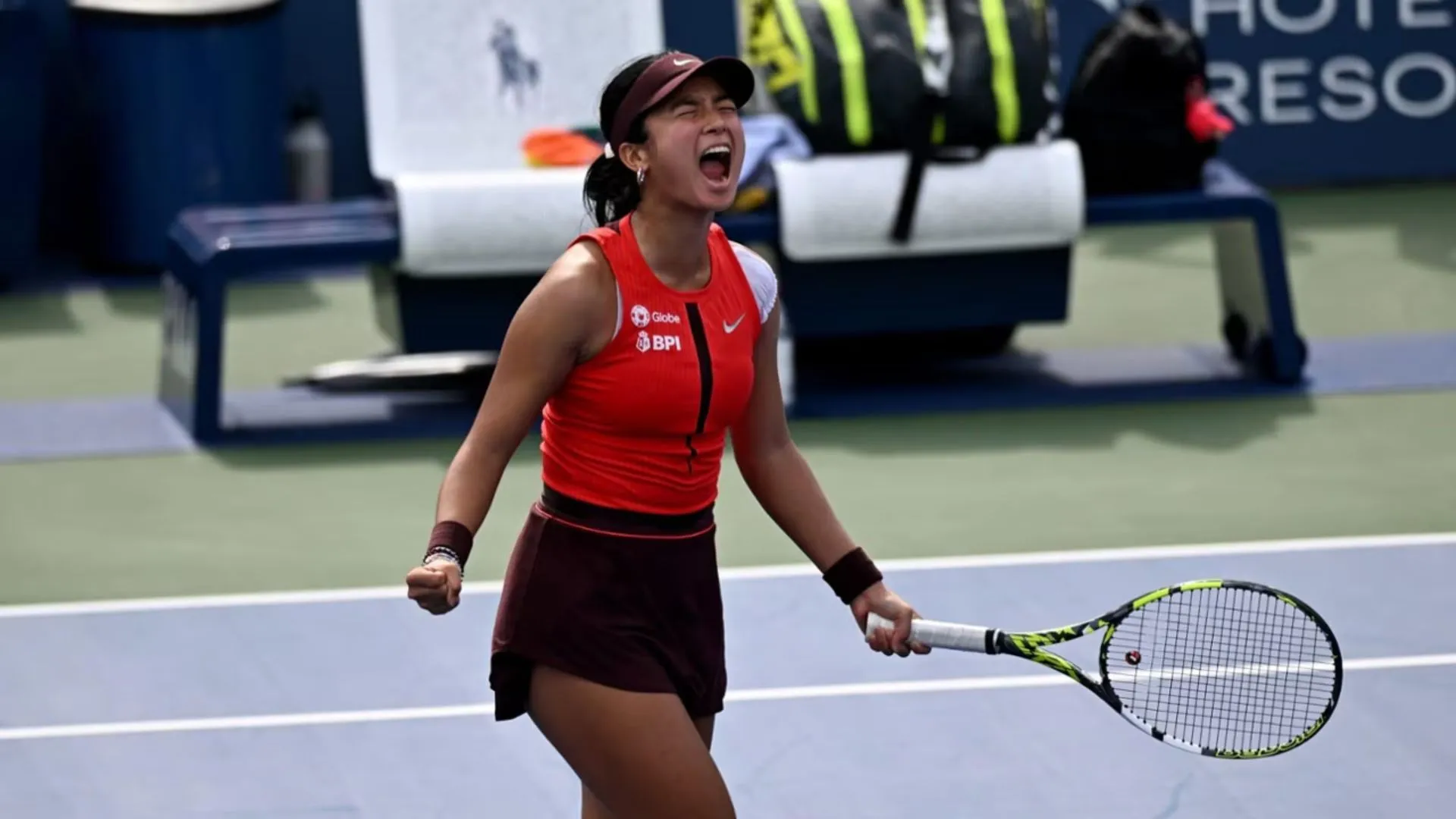Alexandra Eala, the Filipino Player at the US Open, won against Clara Tausan. (Credits: US Open)