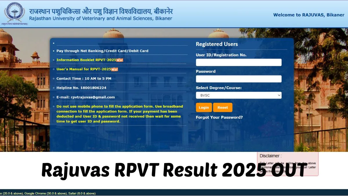 Rajuvas RPVT Result 2025 OUT