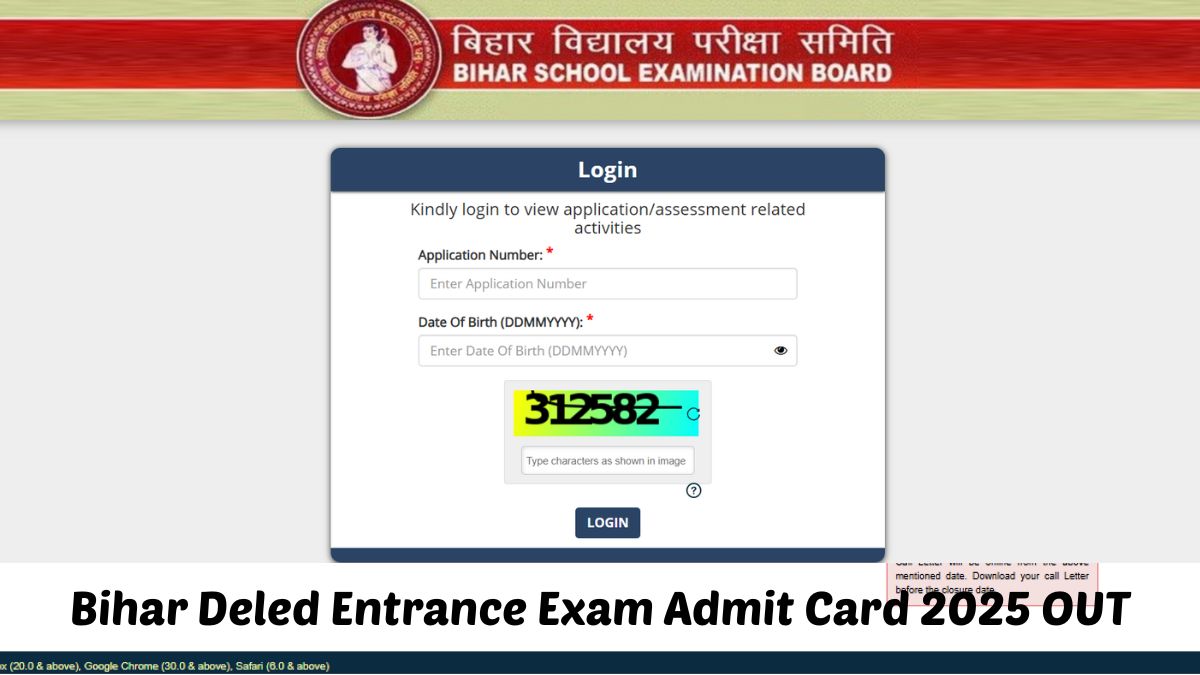 Bihar Deled Entrance Exam Admit Card 2025 OUT: बिहार डीएलएड प्रवेश परीक्षा एडमिट कार्ड जारी, अभी करें डाउनलोड