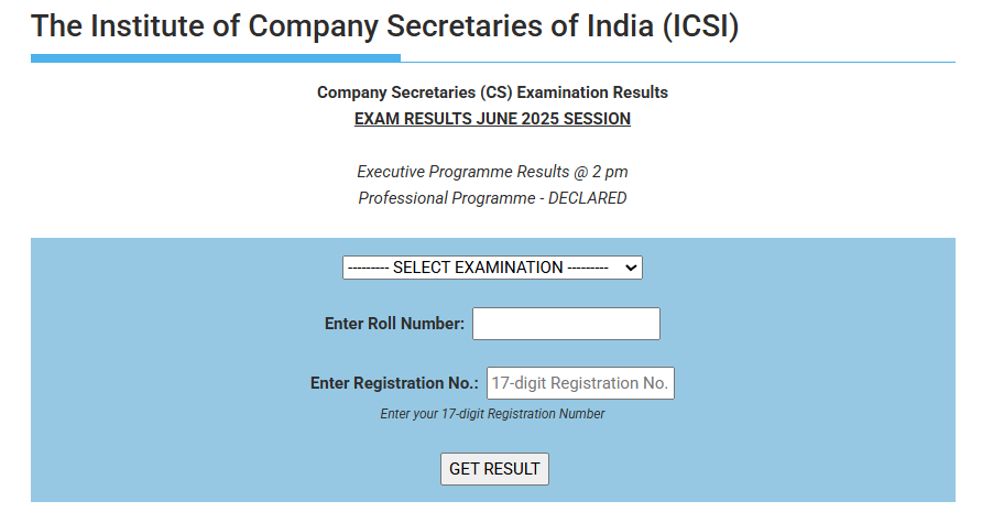 ICSI June 2025 Result for CS Executive, Professional Declared Today; Marks Verification from August 26