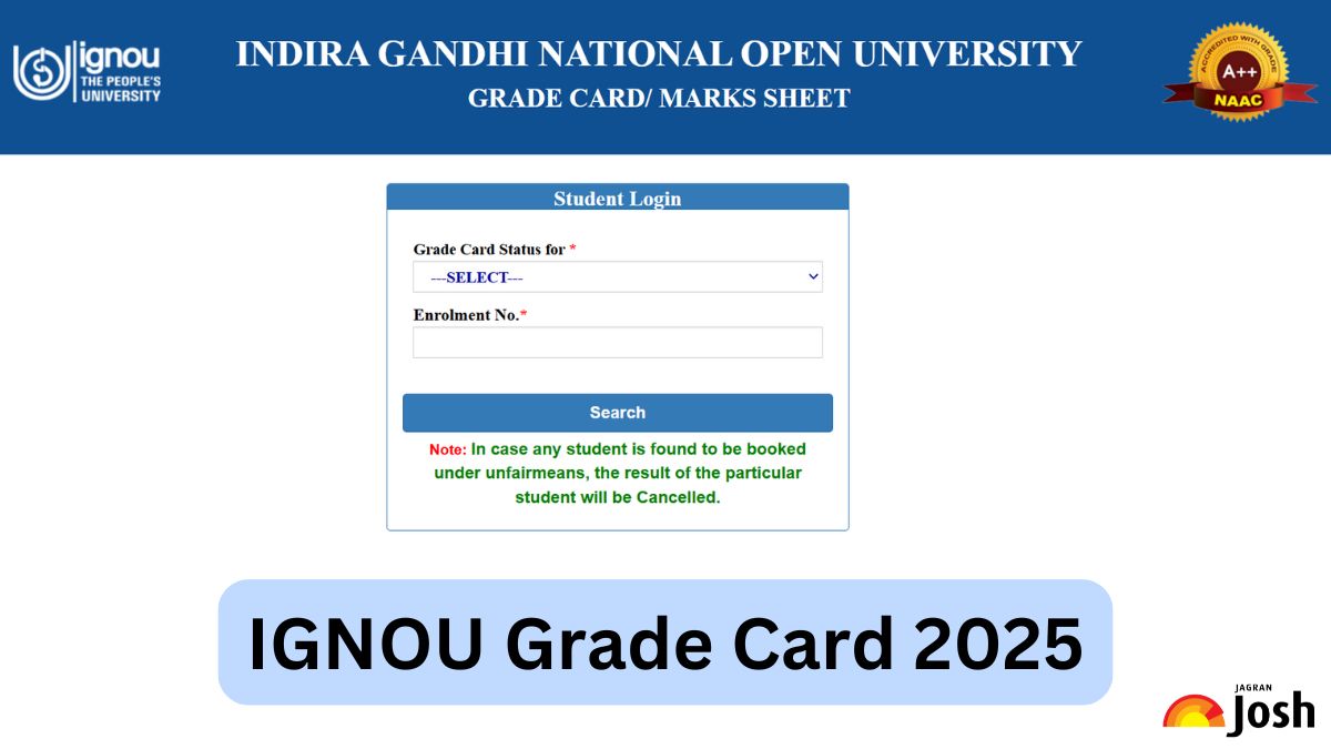 IGNOU Grade Card 2025 OUT at ignou.ac.in; Direct Link to Download Marksheet PDF