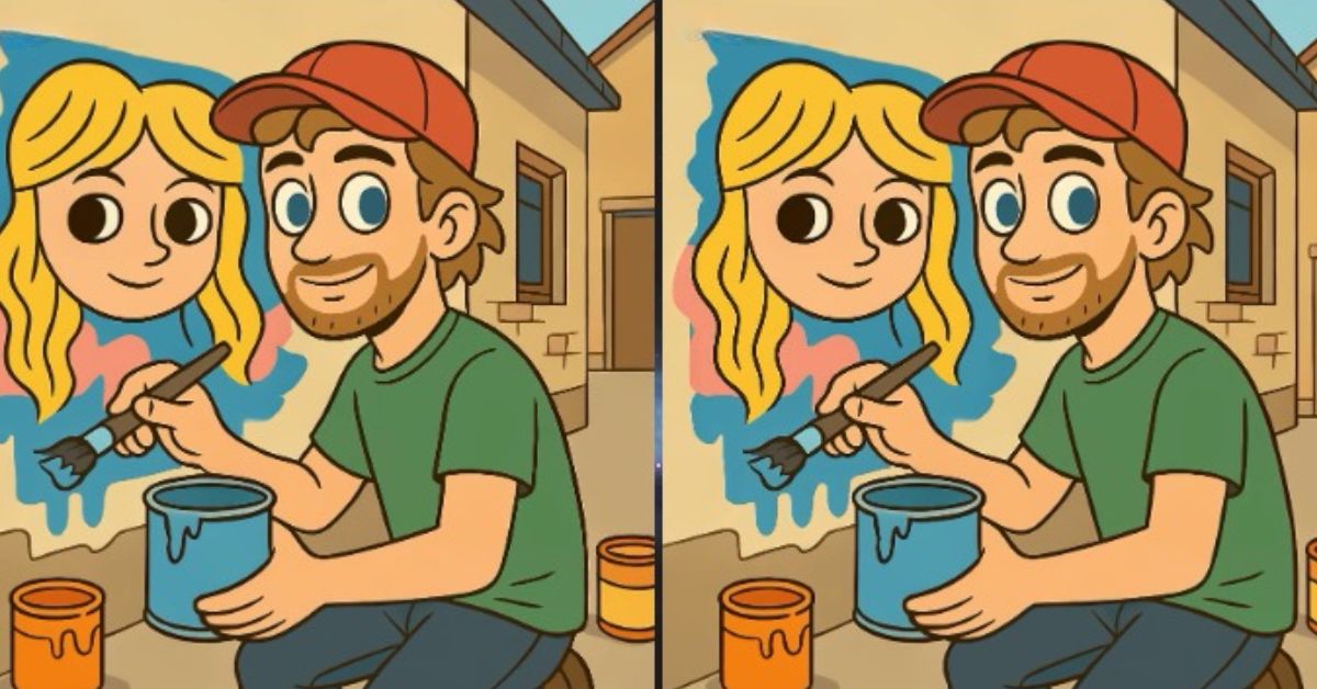Spot the 3 Differences in Man Painting a Mural Beat the 45-Second Challenge!