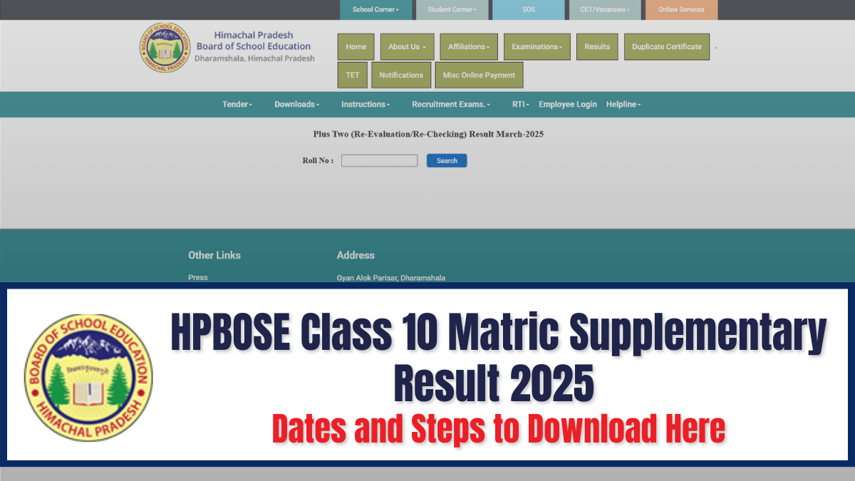 HPBOSE Class 10th Supplementary Result 2025 Expected Today at hpbose.org; Direct link to Download here