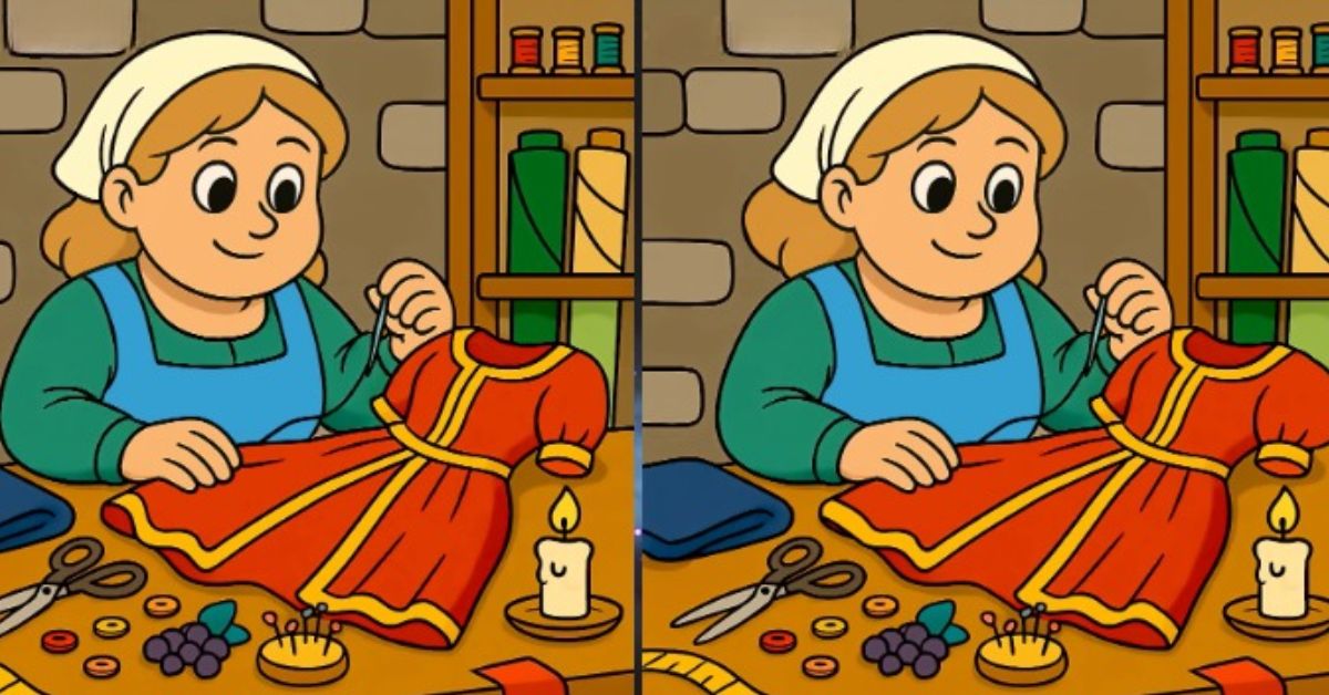 Spot the 3 Differences in Lady Sewing a Dress Beat the 31-Second Challenge!