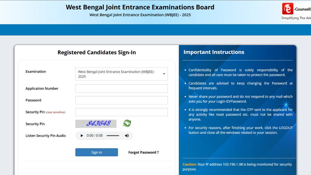 WBJEE 2025 Counselling Registration Begins Today at wbjeeb.nic.in/wbjee; Details Here