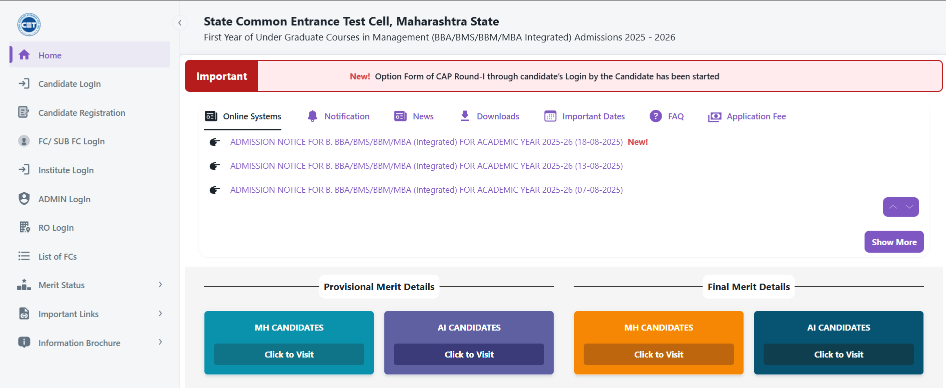 Maharashtra BBA CAP Counselling 2025: MHT CET Released Round 1 Counselling Result at bba2025.mahacet.org.in