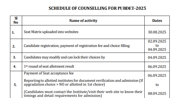 WBJEEB Released PUBDET Counselling 2025 Schedule: Check Dates & Seat Matrix at wbjeeb.nic.in