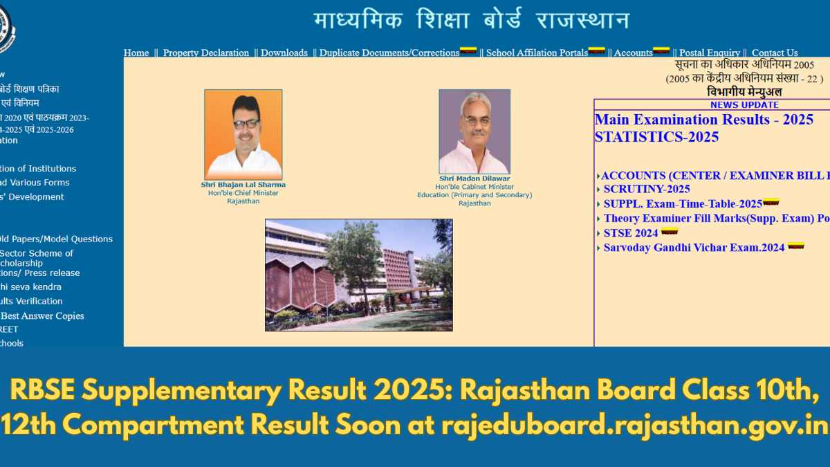 RBSE Supplementary Result 2025: Rajasthan Board Class 10th, 12th  Compartment Result Soon at rajeduboard.rajasthan.gov.in; Check Expected Date and Time