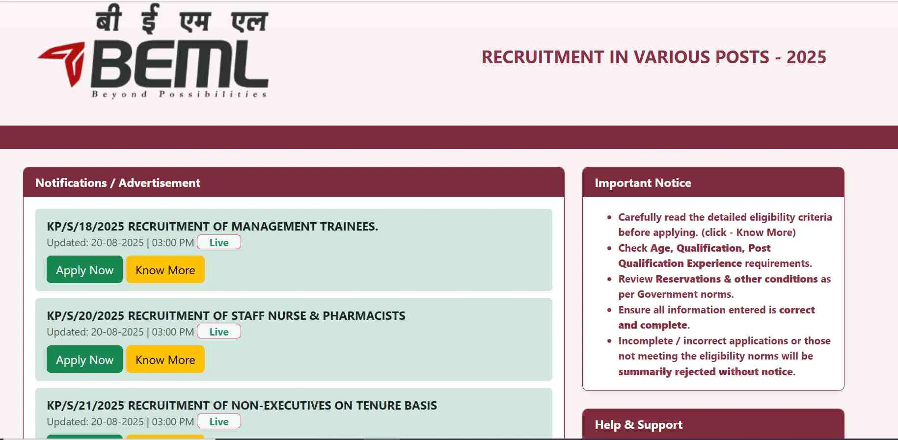 BEML Recruitment 2025