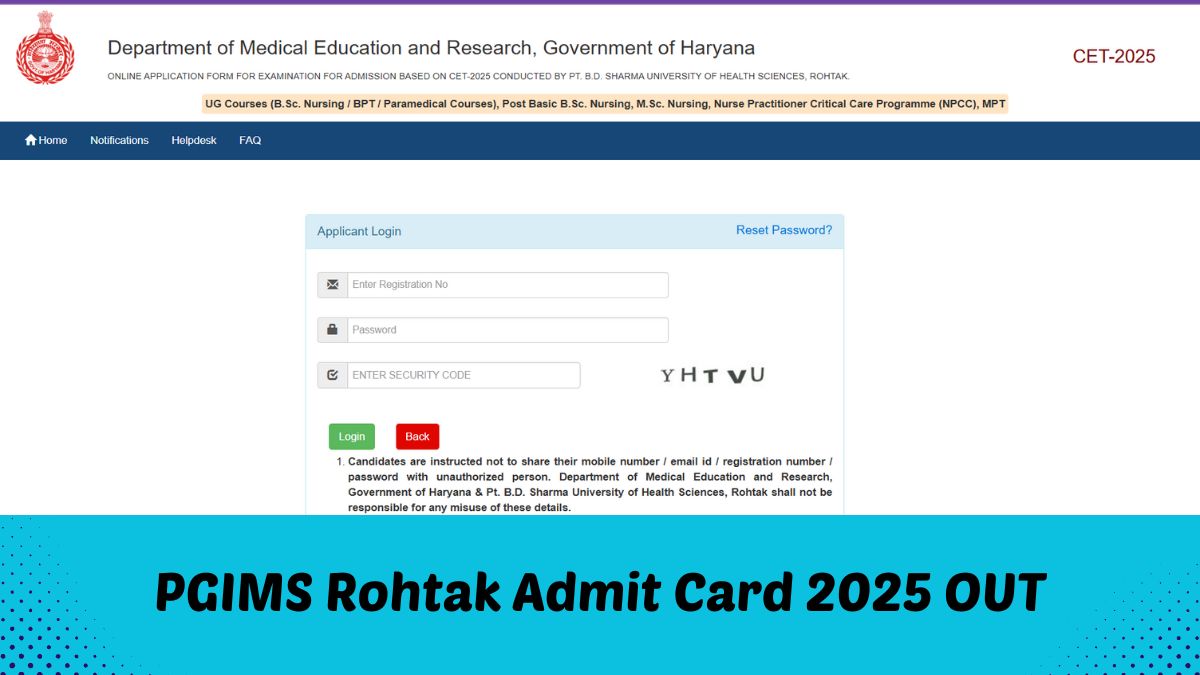 PGIMS Rohtak BSc Nursing Admit Card 2025 OUT: इस लिंक से डाउनलोड करें परीक्षा हॉल टिकट