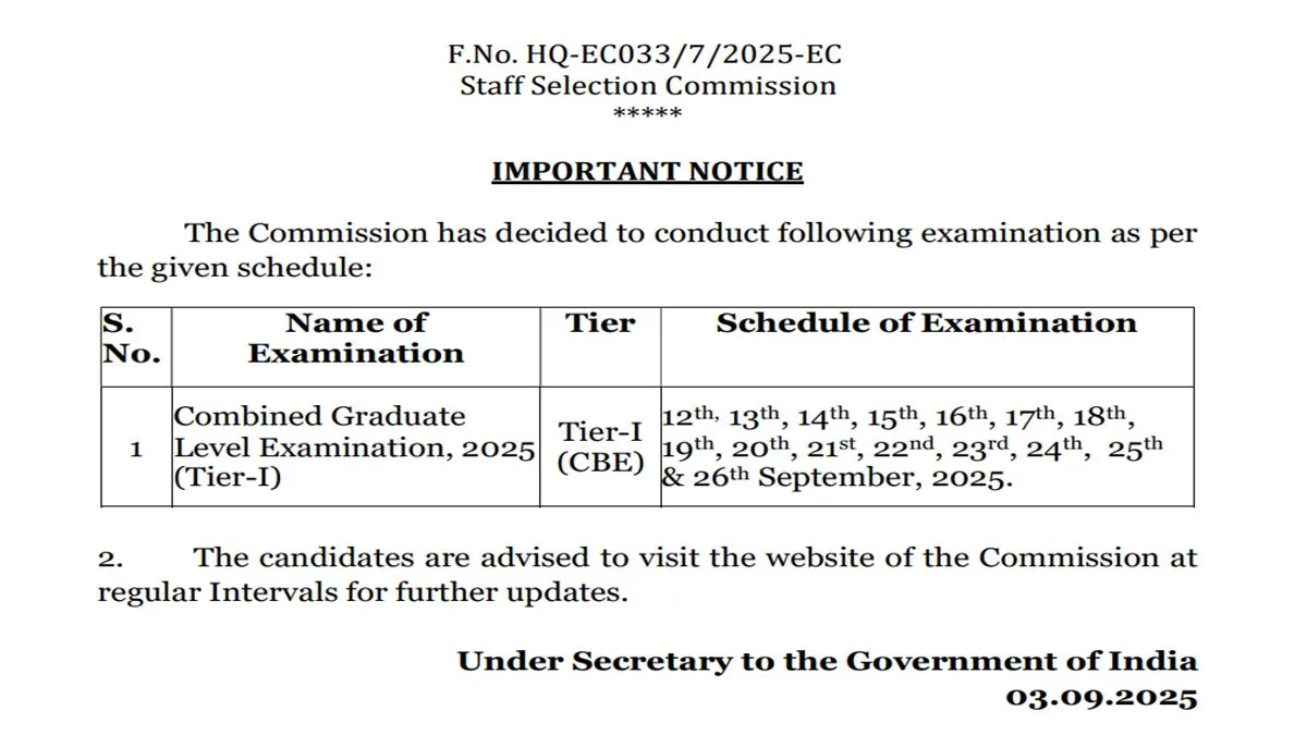 SSC CGL Exam Date 2025