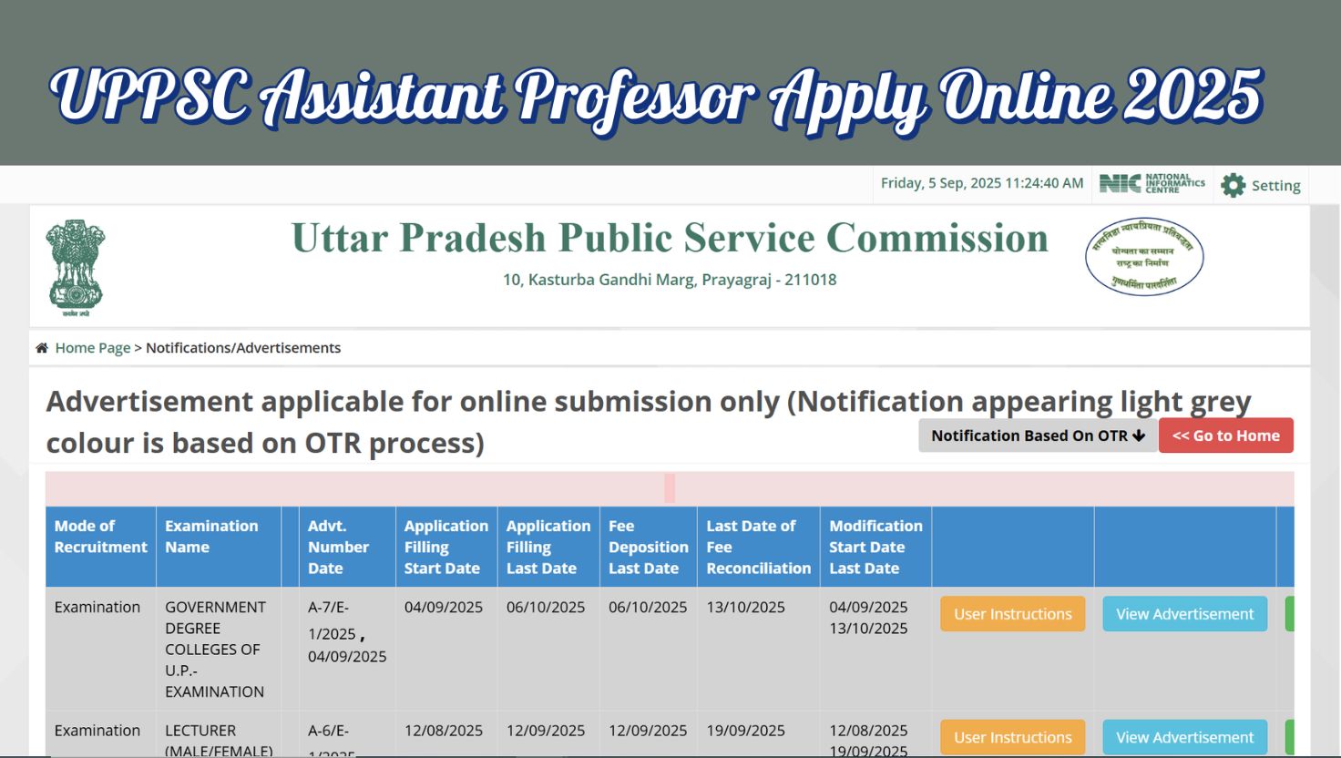 UPPSC Assistant Professor Vacancy 2025: Apply Online Begins for 1253 Posts at uppsc.up.nic.in - Check Last Date, Eligibility and More Here
