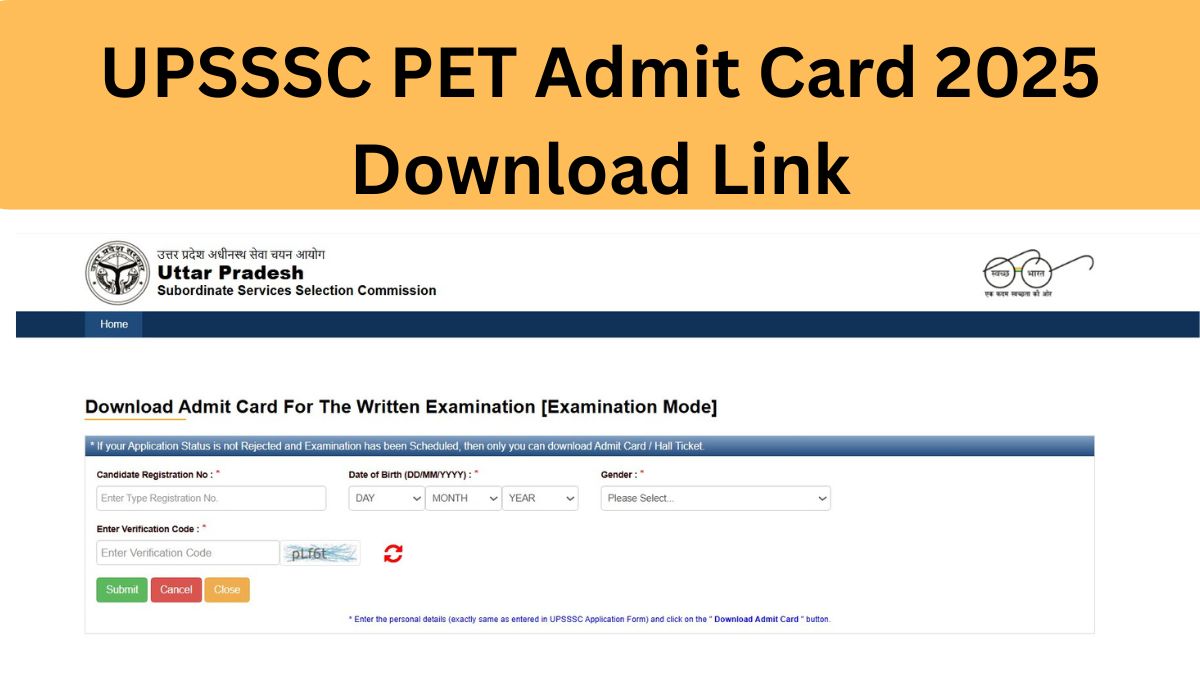 UPSSSC PET Admit Card 2025: Download September 6th & 7th Exam Hall Ticket at upsssc.gov.in