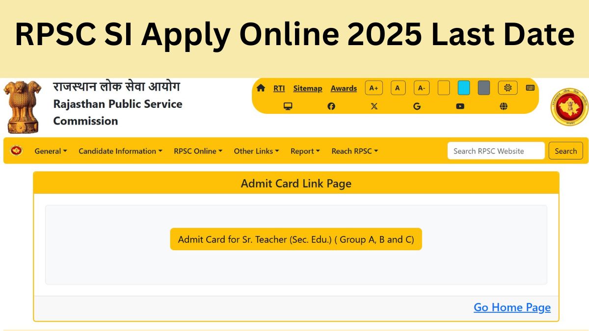 RPSC SI Recruitment 2025 Ends Tomorrow, Apply Online for 1015 posts at rpsc.rajasthan.gov.in