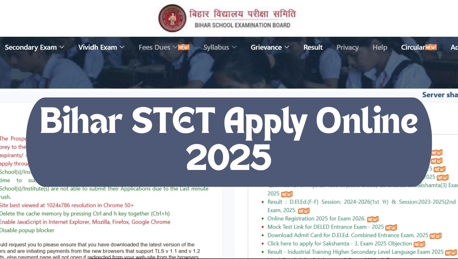 Bihar STET Apply Online 2025 Begins at secondary.biharboardonline.com - Check Registration Last Date, Eligibility and More