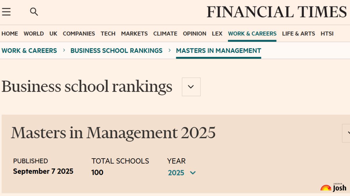 Financial Times Business Schools Rankings 2025: Check the List of Top Management Institutes in India - Jagran Josh