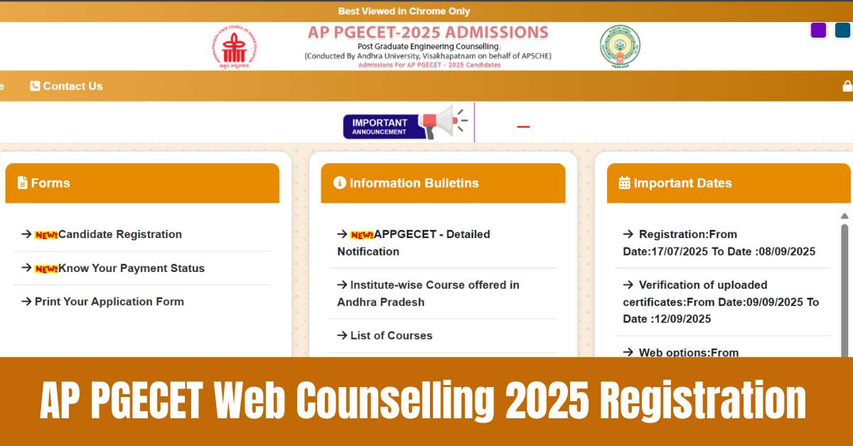AP PGECET Web Counselling 2025 Registration Process Ends Today at cets.apsche.ap.gov.in