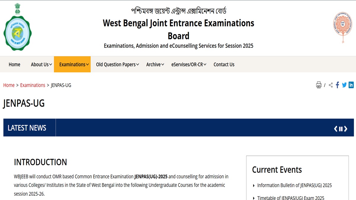 WBJEE JENPAS UG 2025 Registration Begin Today at wbjeeb.nic.in, Get Direct Link Here