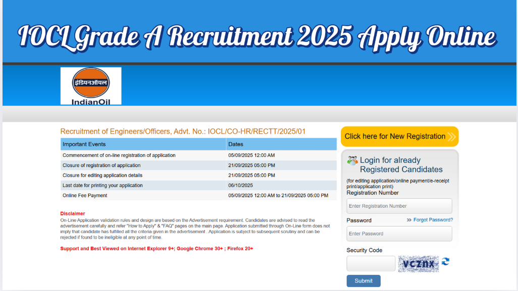 IOCL Grade A Recruitment 2025: Apply Online Begins for Engineers & Officers at iocl.com