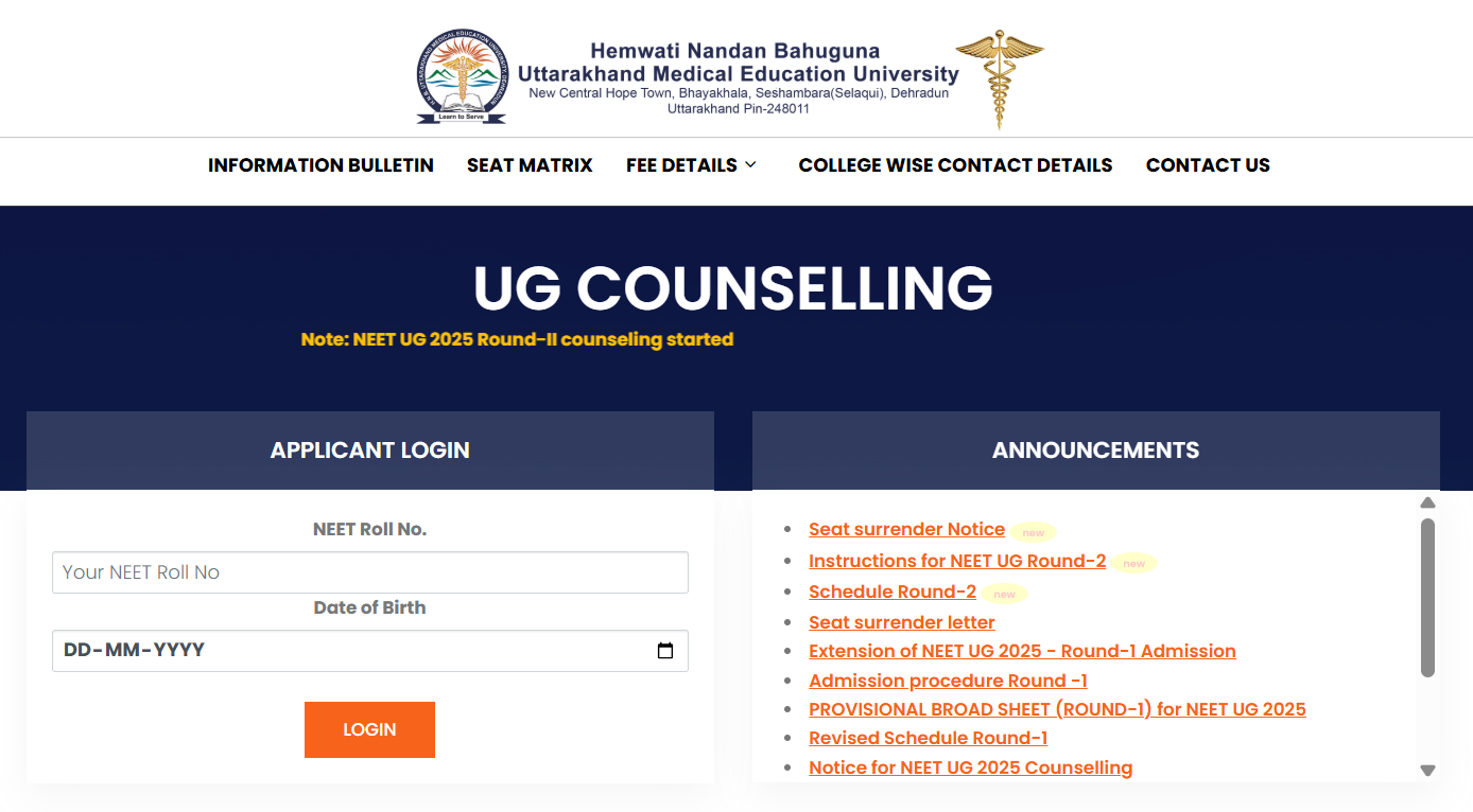 UK NEET Counselling 2025 Round 2 Registration Starts at hnbumu.ac.in; Check Full Schedule Here