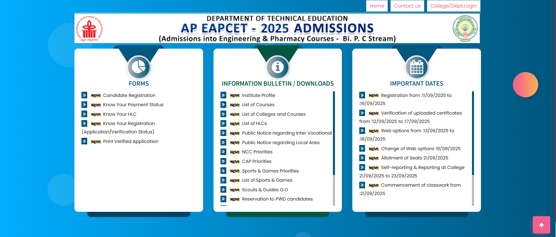 AP EAMCET 2025 BiPC Counselling Registration starts at eapcet-sche.aptonline.in