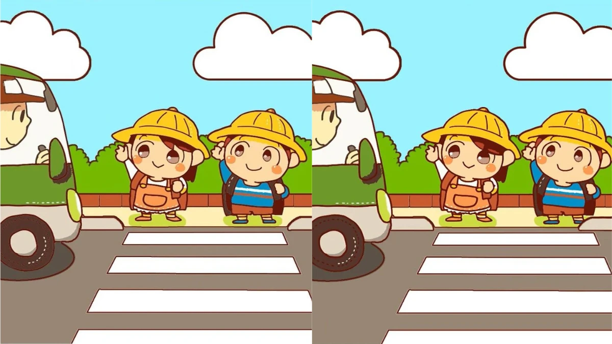 Spot 3 differences in the school kids waiting at the bus stop pictures in 29 seconds!