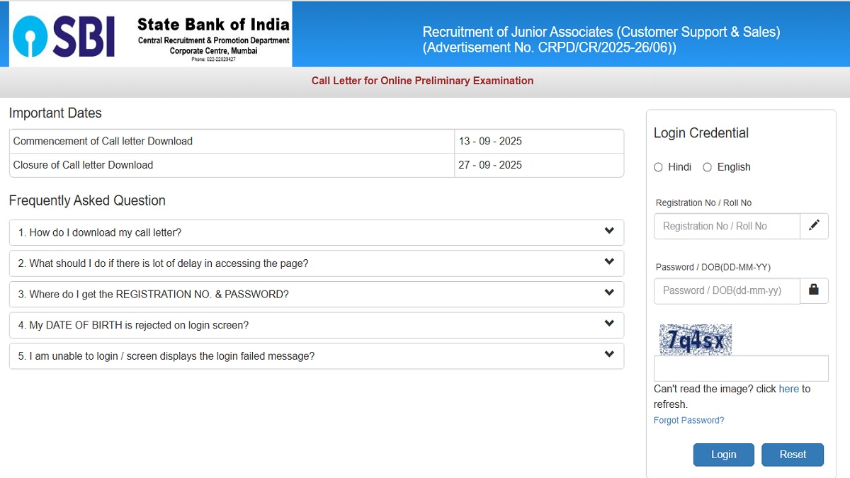 SBI Clerk Prelims Admit Card 2025 Released, Download Exam Admit Card PDF at sbi.co.in
